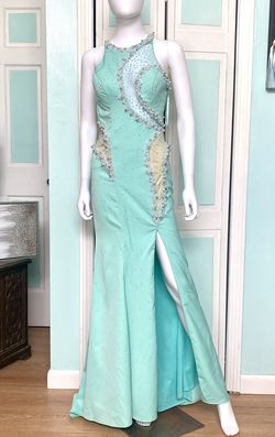 Splash Green Size 6 Turquoise Side slit Dress on Queenly