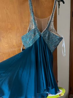 Sherri Hill Blue Size 18 Homecoming Sunday Beaded Top Cocktail Dress on Queenly