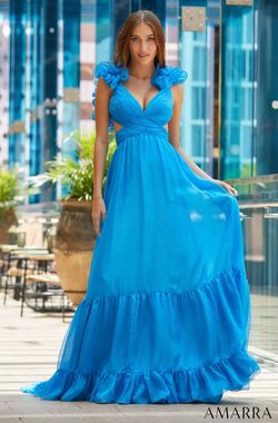Style LOUISA_C44F Amarra Blue Size 0 Ruffles Ball gown on Queenly