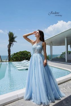 Style IDIRS_B9E7 Jadore Blue Size 18 Tall Height A-line Tulle Prom Lace Ball gown on Queenly