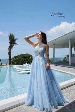 Style IDIRS_LIGHTBLUE12_E1DC3 Jadore Blue Size 12 Tulle Plus Size Ball gown on Queenly