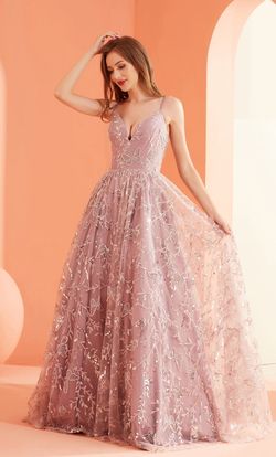 Style CANDICE_MAUVE10_386E7 Jadore Pink Size 10 Sequined Tall Height Sequin Ball gown on Queenly