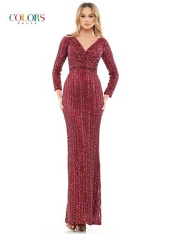 Style ADELLA_BURGUNDY6_CA3E7 Colors Red Size 6 Sleeves V Neck Tall Height Shiny Straight Dress on Queenly