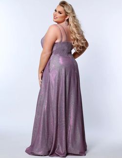Style CLARITA_PURPLE22_99CC8 Sydneys Closet Purple Size 22 Prom Side Slit A-line Ball gown on Queenly