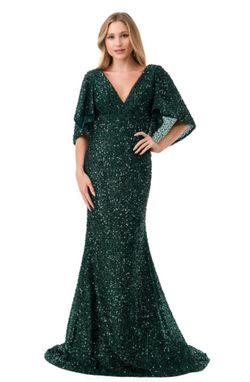 Style XARA_EMERALDGREEN14_7391E Coya Green Size 14 Floor Length Tall Height Straight Dress on Queenly
