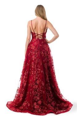 Style XENIA_BURGUNDY12_1B683 Coya Red Size 12 Tall Height Floral Plus Size Ball gown on Queenly