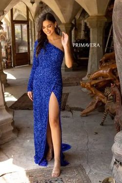 Style OLYMPIA_ROYALBLUE12_DC50A Primavera Blue Size 12 Military Plus Size Prom Floor Length Straight Dress on Queenly