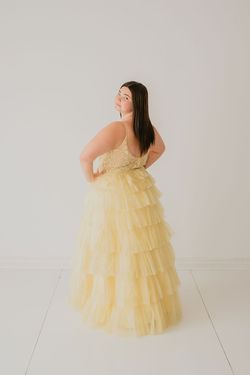Style ANGELA Coya Yellow Size 12 Sheer Prom Jewelled Ball gown on Queenly