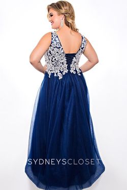 Style JANET Sydneys Closet Blue Size 18 Tulle Floor Length Tall Height Ball gown on Queenly
