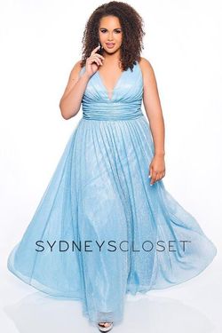 Style DEMI Sydneys Closet Blue Size 22 Floor Length Black Tie A-line Ball gown on Queenly