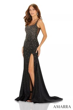 Style DEBBIE_BLACK12_086AA Amarra Black Size 12 Floor Length Train Side slit Dress on Queenly