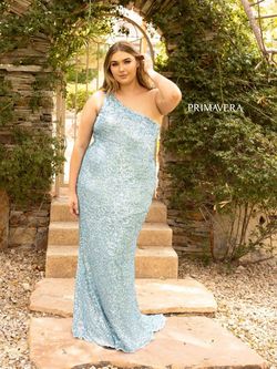 Style RAINBOW_LIGHTBLUE18_8C22C Primavera Light Blue Size 18 One Shoulder Pageant Prom Straight Dress on Queenly