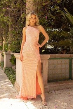 Style SHARRON_CORAL10_F7FE6 Primavera Pink Size 10 Prom Side slit Dress on Queenly