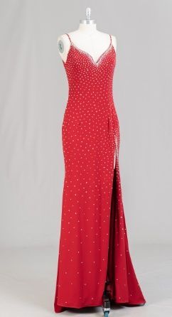 Style ELLE Jovani Red Size 0 Prom Tall Height Side slit Dress on Queenly