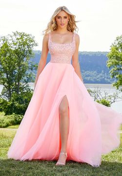 Style JULIA MoriLee Pink Size 0 Tall Height Sequined Jewelled Ball gown on Queenly