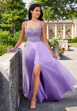 Style JULIA_PURPLE12_44575 MoriLee Purple Size 12 Prom Side Slit Fitted A-line Ball gown on Queenly