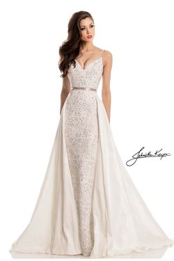 Style OLIVIA_WHITE8_A5320 Johnathan Kayne White Size 8 Tall Height Jewelled Sequined Lace Straight Dress on Queenly