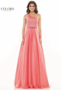 Style EDEN_CORAL14_74B40 Colors Pink Size 14 Belt One Shoulder Ball gown on Queenly