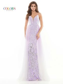Style KOURTNEY Colors Purple Size 4 Spaghetti Strap Floor Length Prom V Neck Straight Dress on Queenly