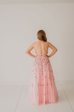 Style SAPPHIRE_PINK12_7C1BB Paul Rekhi Pink Size 12 Tulle Tall Height Embroidery Plus Size Ball gown on Queenly