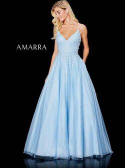 Style MCKENNA Amarra Blue Size 10 Pockets Tall Height Ball gown on Queenly