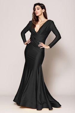 Style ALYSSA_BLACK18_E4935 Amelia Couture Black Size 18 V Neck Tall Height Straight Dress on Queenly