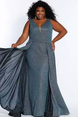 Style BLAIR Sydneys Closet Blue Size 20 V Neck Overskirt Floor Length Mermaid Dress on Queenly