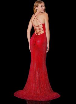Style QUINN Amarra Red Size 6 Pageant Floor Length Sequin Corset Straight Dress on Queenly