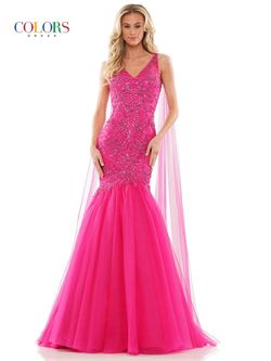 Style PROMISS_FUCHSIA4_2F3A7 Colors Pink Size 4 Black Tie Tall Height Straight Dress on Queenly