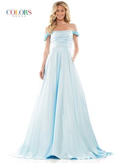 Style FERN_LIGHTBLUE14_6CFCF Colors Blue Size 14 Floral Military Floor Length Straight Dress on Queenly