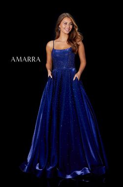 Style CALISTA Amarra Blue Size 8 Satin Silk Ball gown on Queenly
