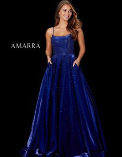 Style CALISTA_NAVY10_942C8 Amarra Blue Size 10 Jewelled Satin Silk Ball gown on Queenly