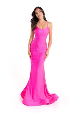 Style BERGEN_HOTPINK4_BEAAF Lucci Lu Pink Size 4 Black Tie Pageant Straight Dress on Queenly