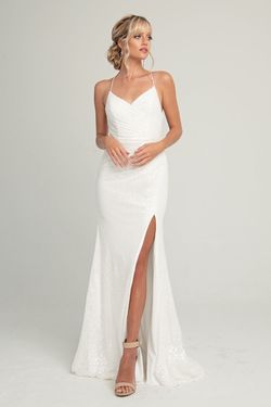 Style BRANDI Amelia Couture White Size 8 Prom Floor Length Brandi Euphoria Side slit Dress on Queenly