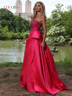 Style MARVA_HOTPINK10_A8154 Colors Hot Pink Size 10 Sequined Lace Prom Black Tie Ball gown on Queenly