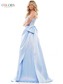 Style MARVA_LIGHTBLUE0_5DF46 Colors Blue Size 0 Black Tie Strapless Ball gown on Queenly