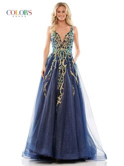 Style GILLIAN_NAVY12_BA4B0 Colors Blue Size 12 Sequin Prom Ball gown on Queenly