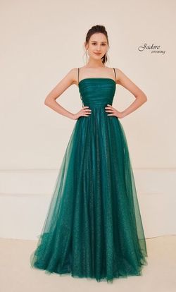 Style JUSTICE_EMERALDGREEN4_5B9FA Jadore Green Size 4 Tulle Tall Height Ball gown on Queenly