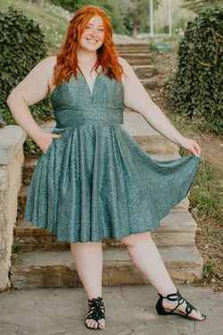 Style TYRA_TEAL16_F775A Sydneys Closet Blue Size 16 Military Plus Size A-line Straight Dress on Queenly