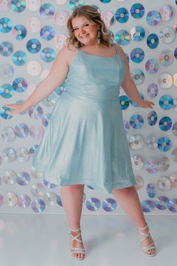 Style HARRIET Sydneys Closet Blue Size 22 Shiny Plus Size Flare Straight Dress on Queenly