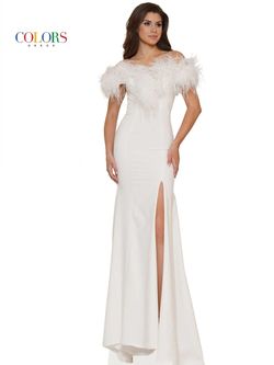 Style BROOKE Colors White Size 2 Tall Height Feather Train Side slit Dress on Queenly