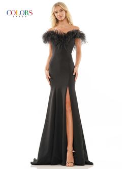 Style BROOKE_BLACK12_C6C46 Colors Black Size 12 Tall Height Train Side slit Dress on Queenly