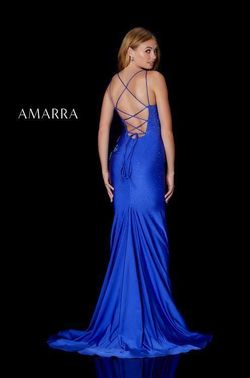 Style CHARLOTTE_ROYALBLUE4_77519 Amarra Blue Size 4 Sequin Jewelled Flare Side slit Dress on Queenly