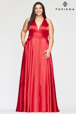 Style KATY Faviana Red Size 14 Plus Size Tall Height Ball gown on Queenly