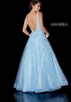 Style TRISH Amarra Blue Size 4 Belt Floor Length Ball gown on Queenly