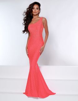 Style PENELOPE_CORAL00_946BC Johnathan Kayne Pink Size 0 Jewelled Jersey Flare Straight Dress on Queenly