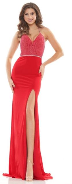 Style REMI Colors Red Size 6 Jersey Side slit Dress on Queenly