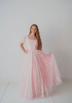 Style SCARLETT_PINK12_787A9 Madison James Light Pink Size 12 Pattern Floor Length Ball gown on Queenly