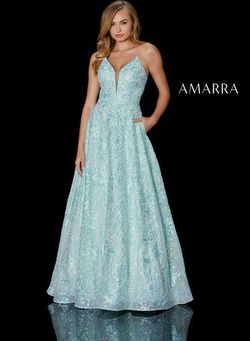 Style JESSIE_MINT14_405B8 Amarra Green Size 14 Pockets Plus Size Black Tie Floor Length Ball gown on Queenly
