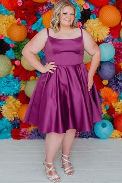 Style CECE_PURPLE16_A4839 Sydneys Closet Purple Size 16 Silk Mini Barbiecore Straight Dress on Queenly